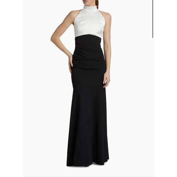 Chiara Boni La Petite Robe Gaga Two-Tone Halter Trumpet Gown US 12 $1295 - Picture 1 of 13